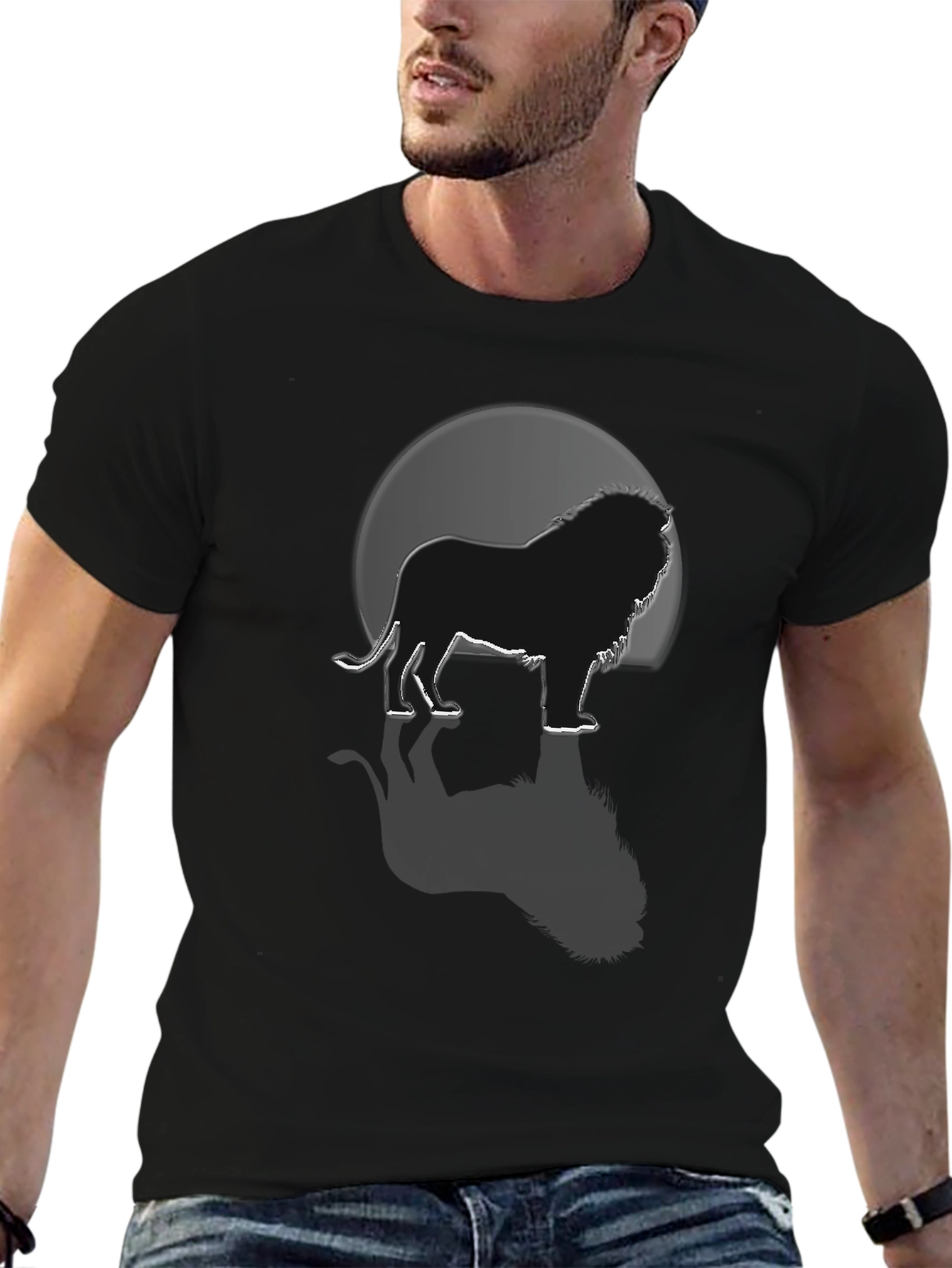 Lion Silhouette Graphic Tee - Black