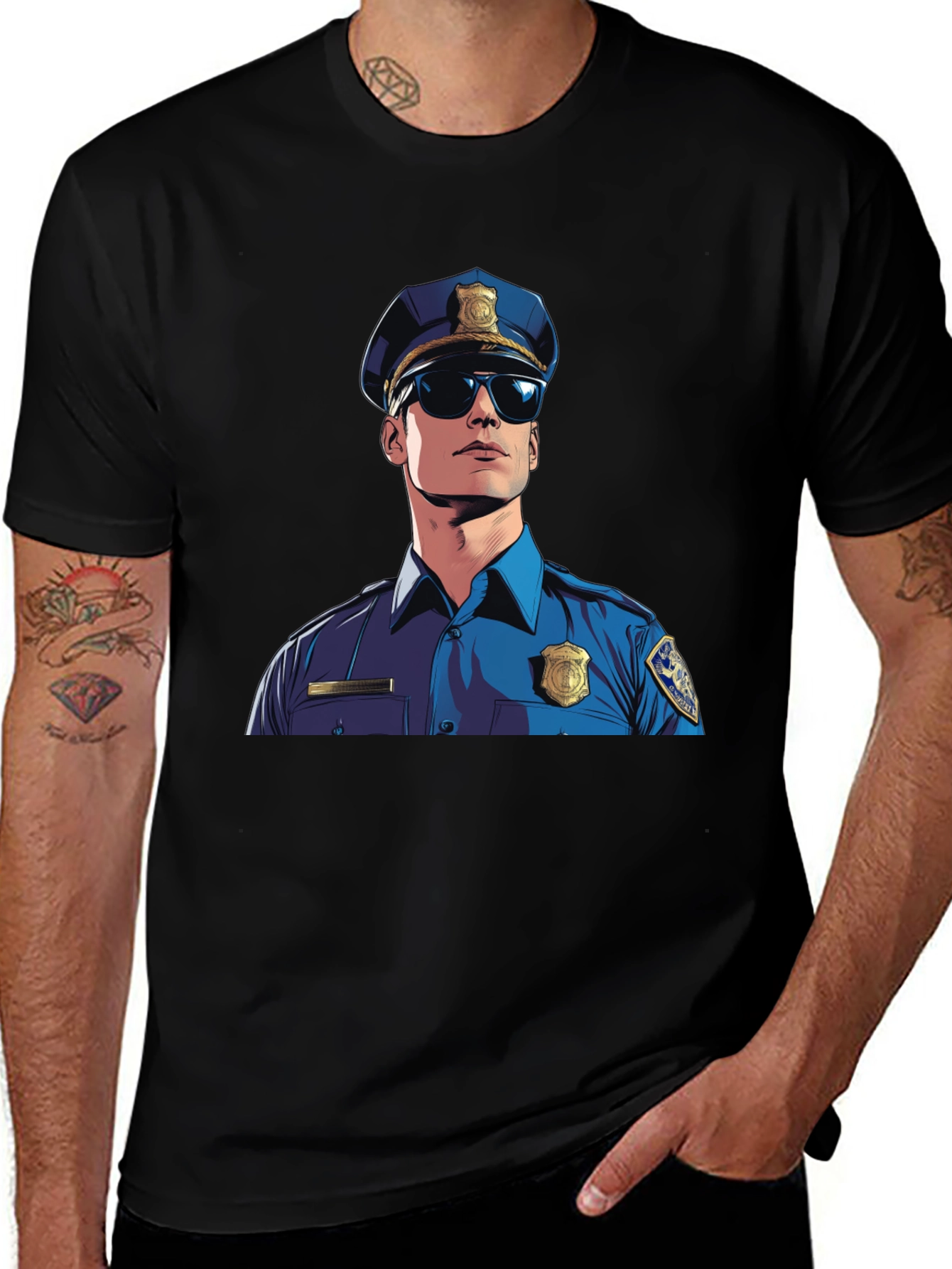 Cool Cop Graphic Tee - Black Cotton Blend