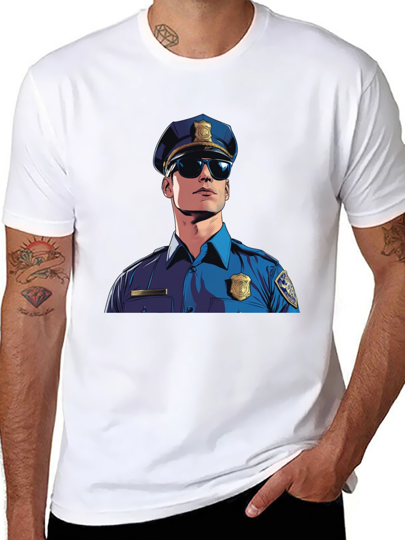 Cool Cop Graphic Tee - Black Cotton Blend