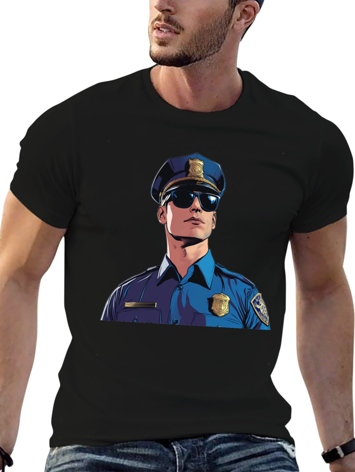 Cool Cop Graphic Tee - Black Cotton Blend