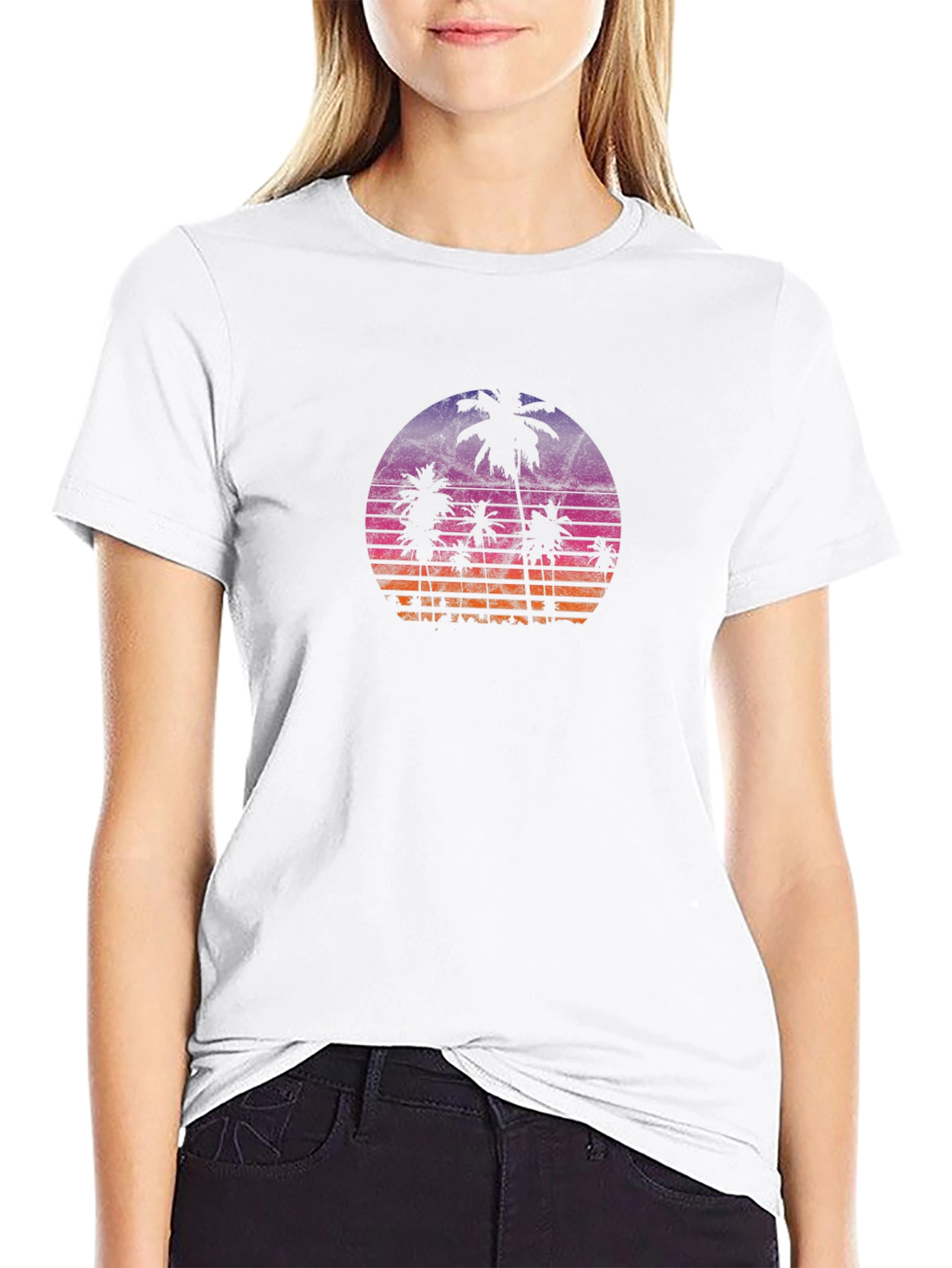 Retro Sunset Palm Tree Graphic Tee