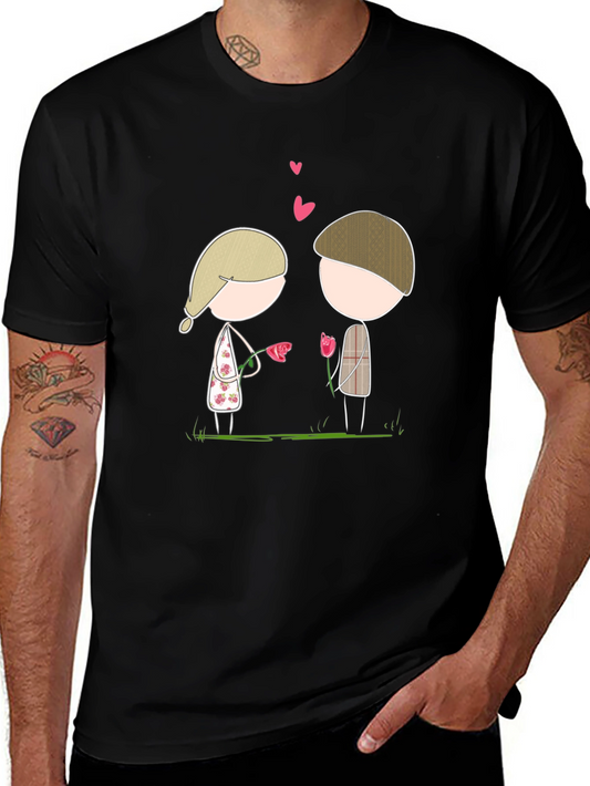 Cute Couple Cartoon Graphic Tee