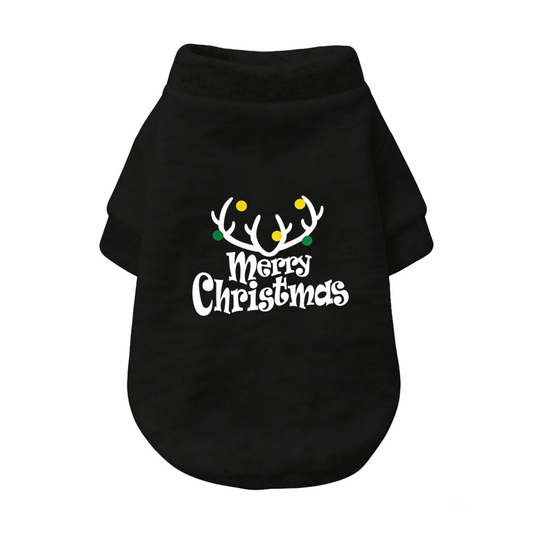 Festive Reindeer Antler Pet Cardigan Sweater, Merry Christmas Holiday Puppy Outfit