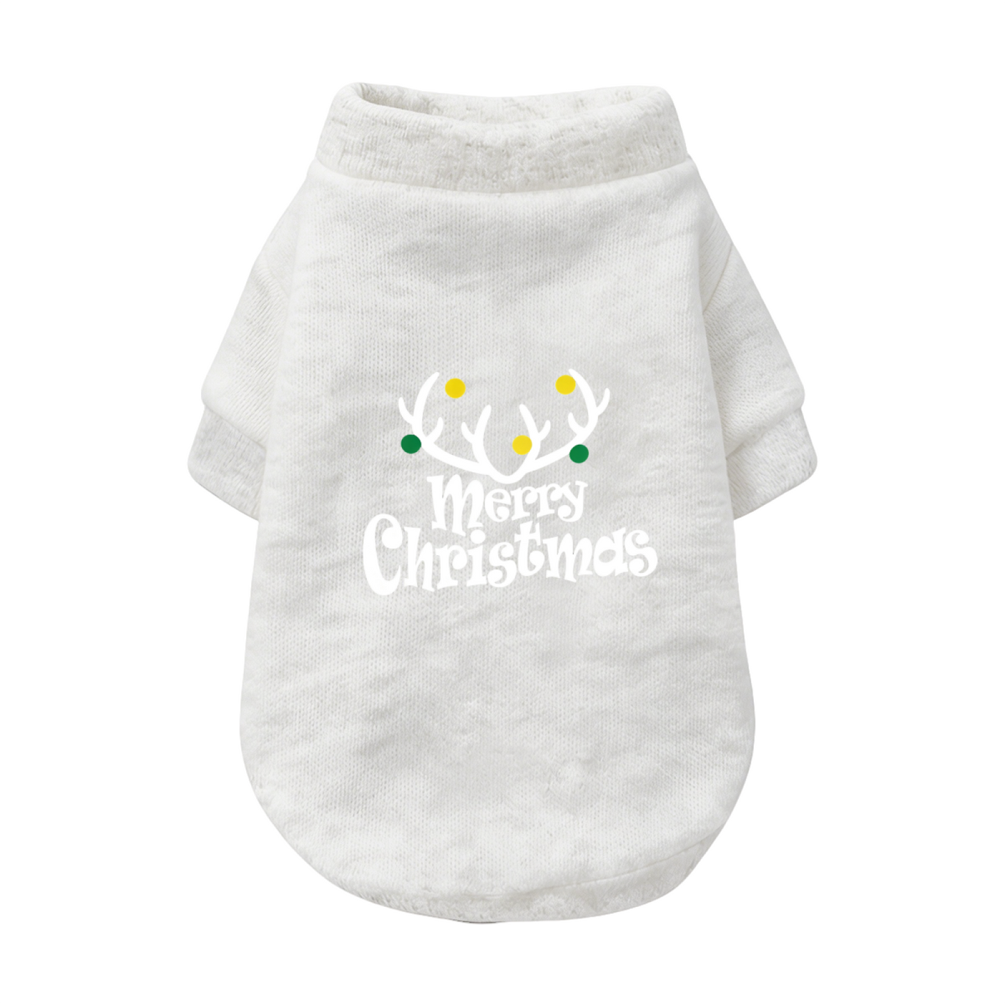 Festive Reindeer Antler Pet Cardigan Sweater, Merry Christmas Holiday Puppy Outfit