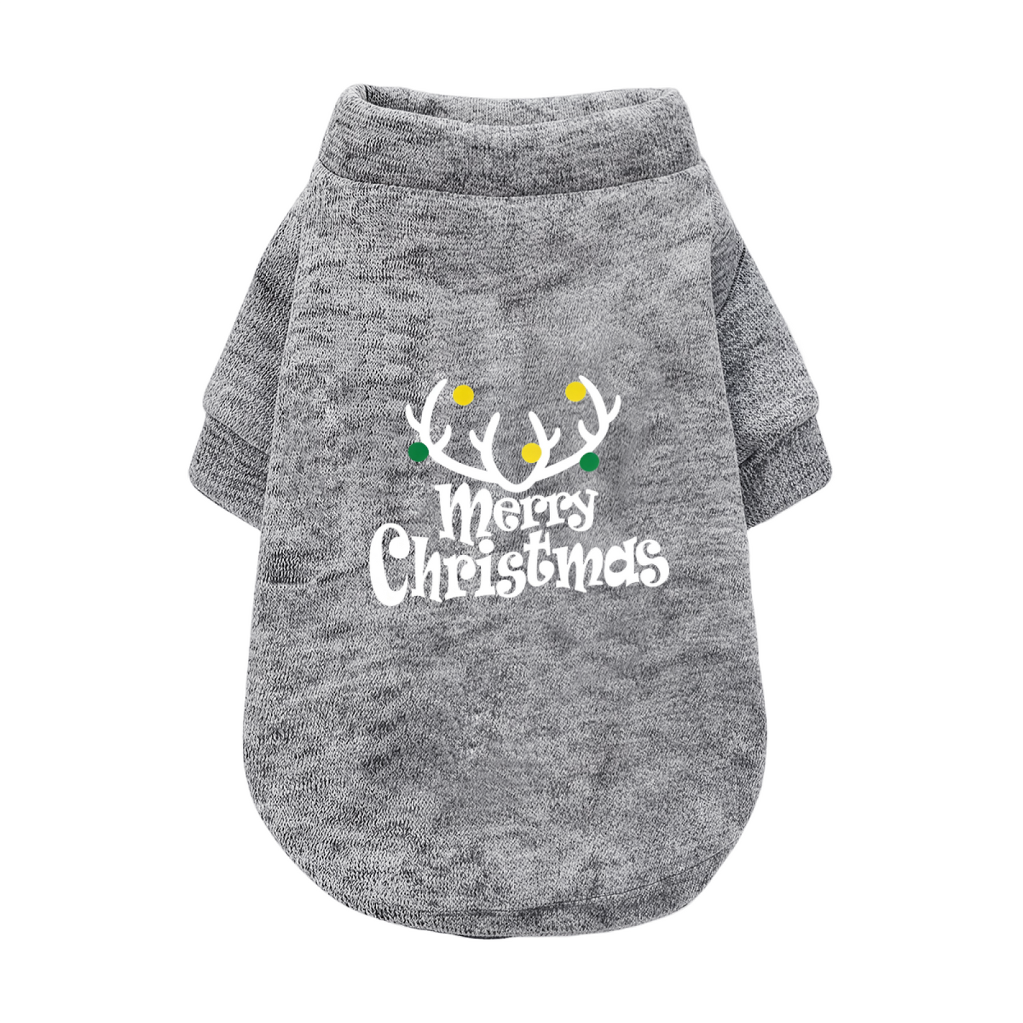 Festive Reindeer Antler Pet Cardigan Sweater, Merry Christmas Holiday Puppy Outfit