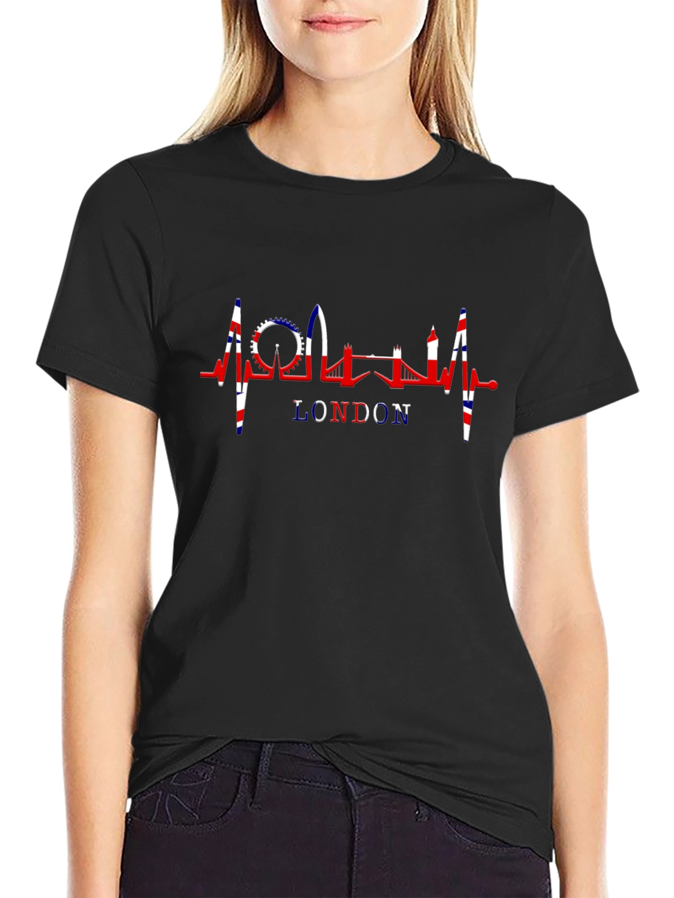 London Skyline Heartbeat Black T-Shirt