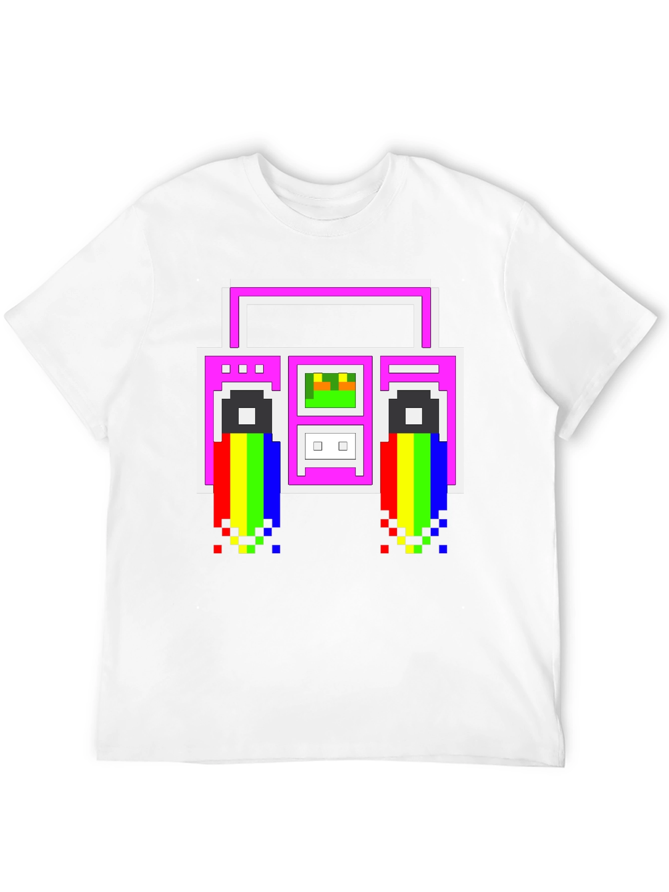 Retro 8-Bit Boombox Graphic T-Shirt - Black