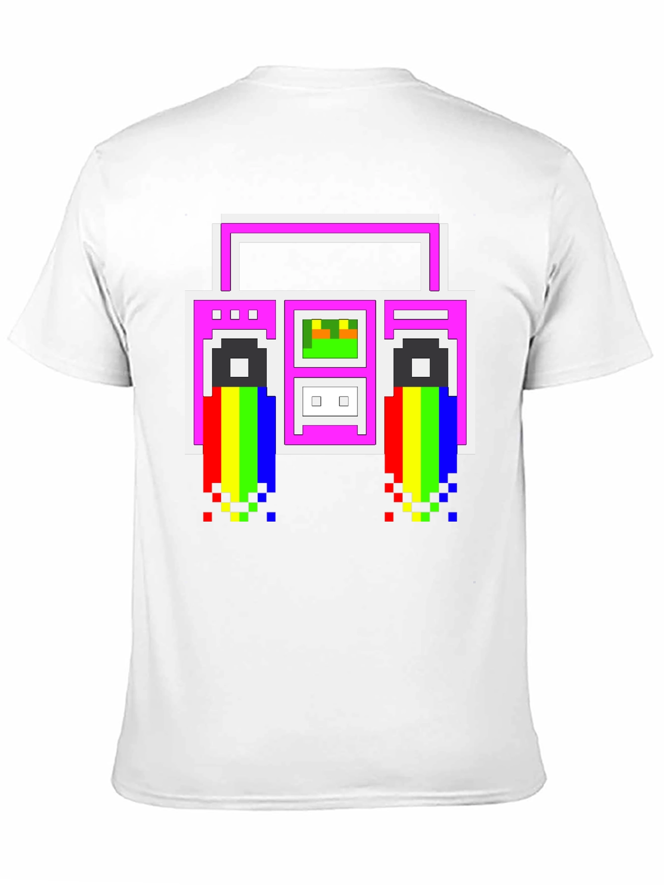Retro 8-Bit Boombox Graphic T-Shirt - Black