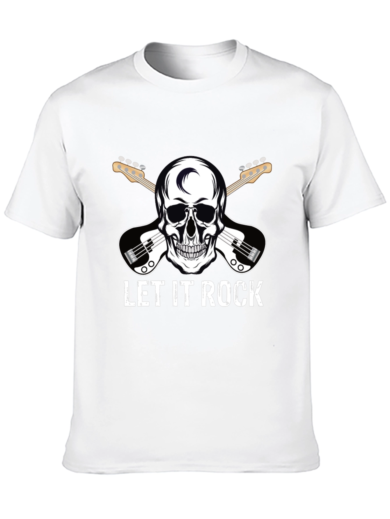 Let It Rock Skull Guitar Graphic T-Shirt