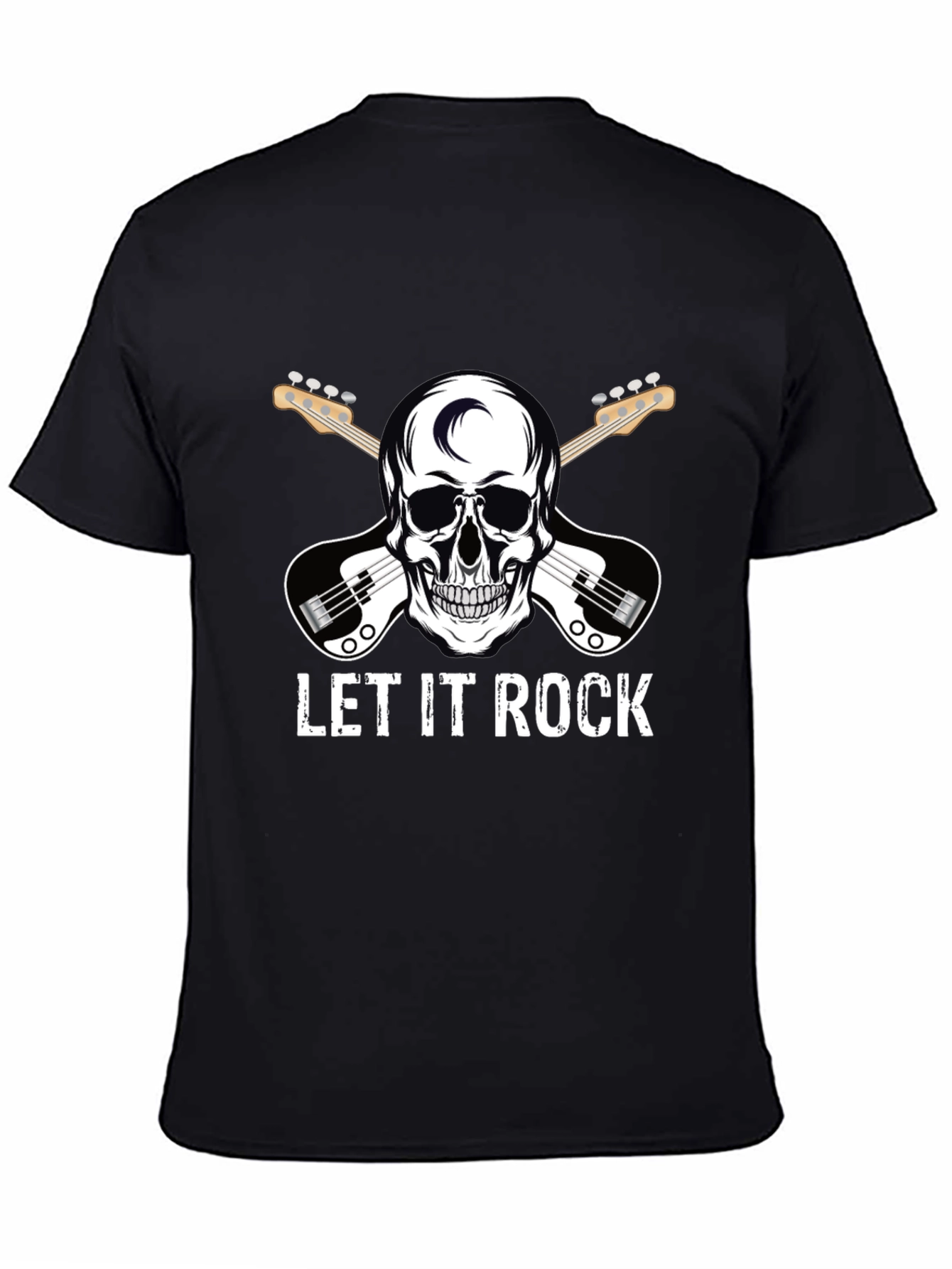 Let It Rock Skull Guitar Graphic T-Shirt