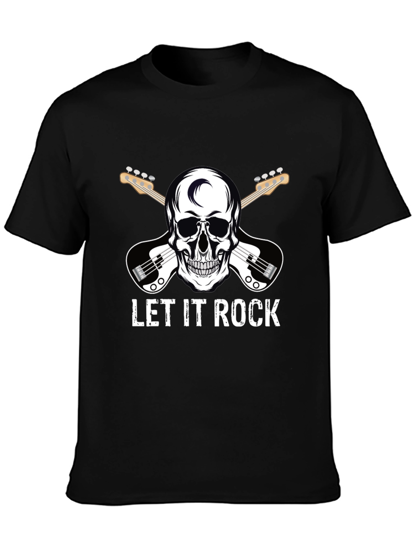 Let It Rock Skull Guitar Graphic T-Shirt
