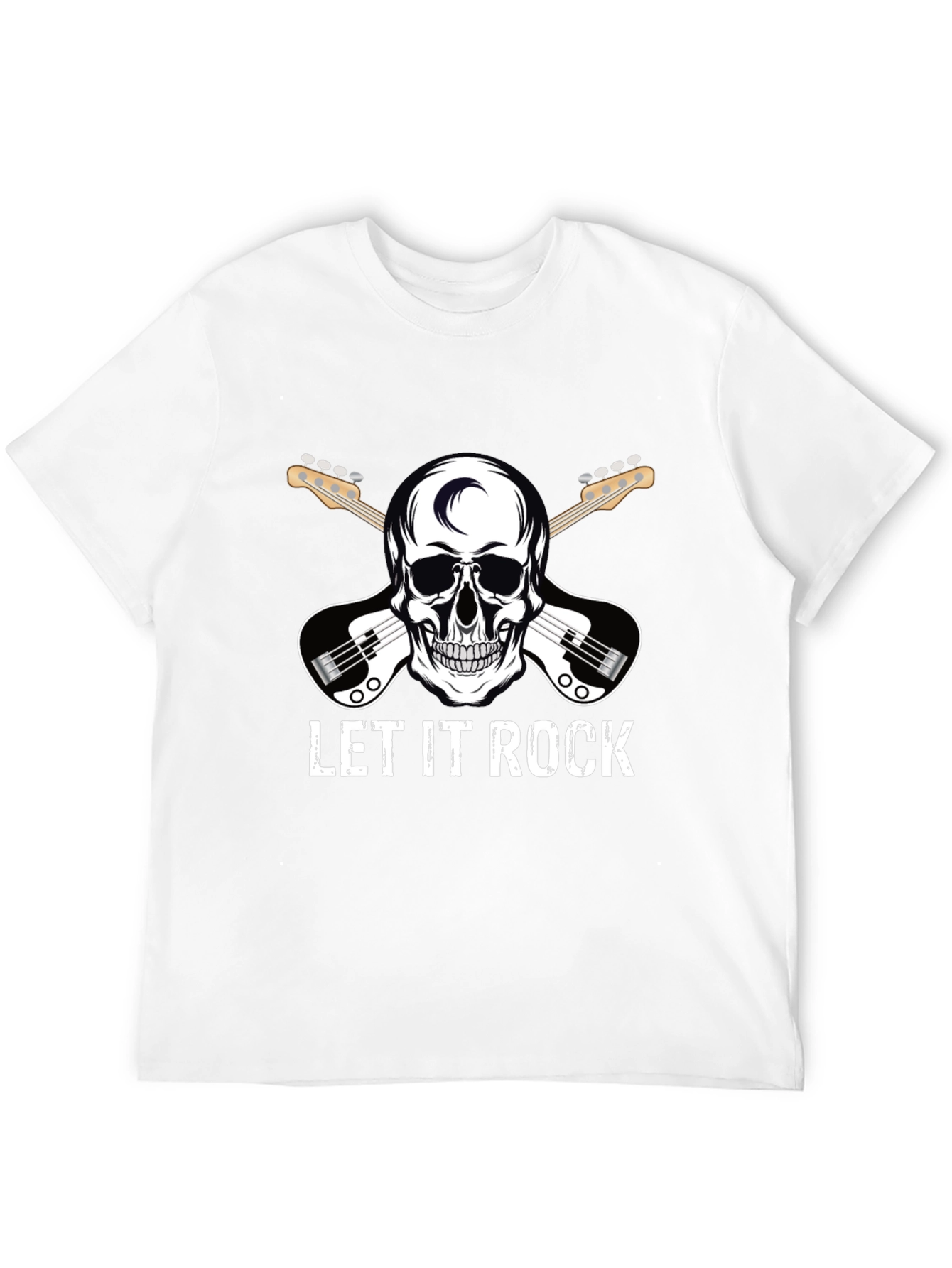 Let It Rock Skull Guitar Graphic T-Shirt