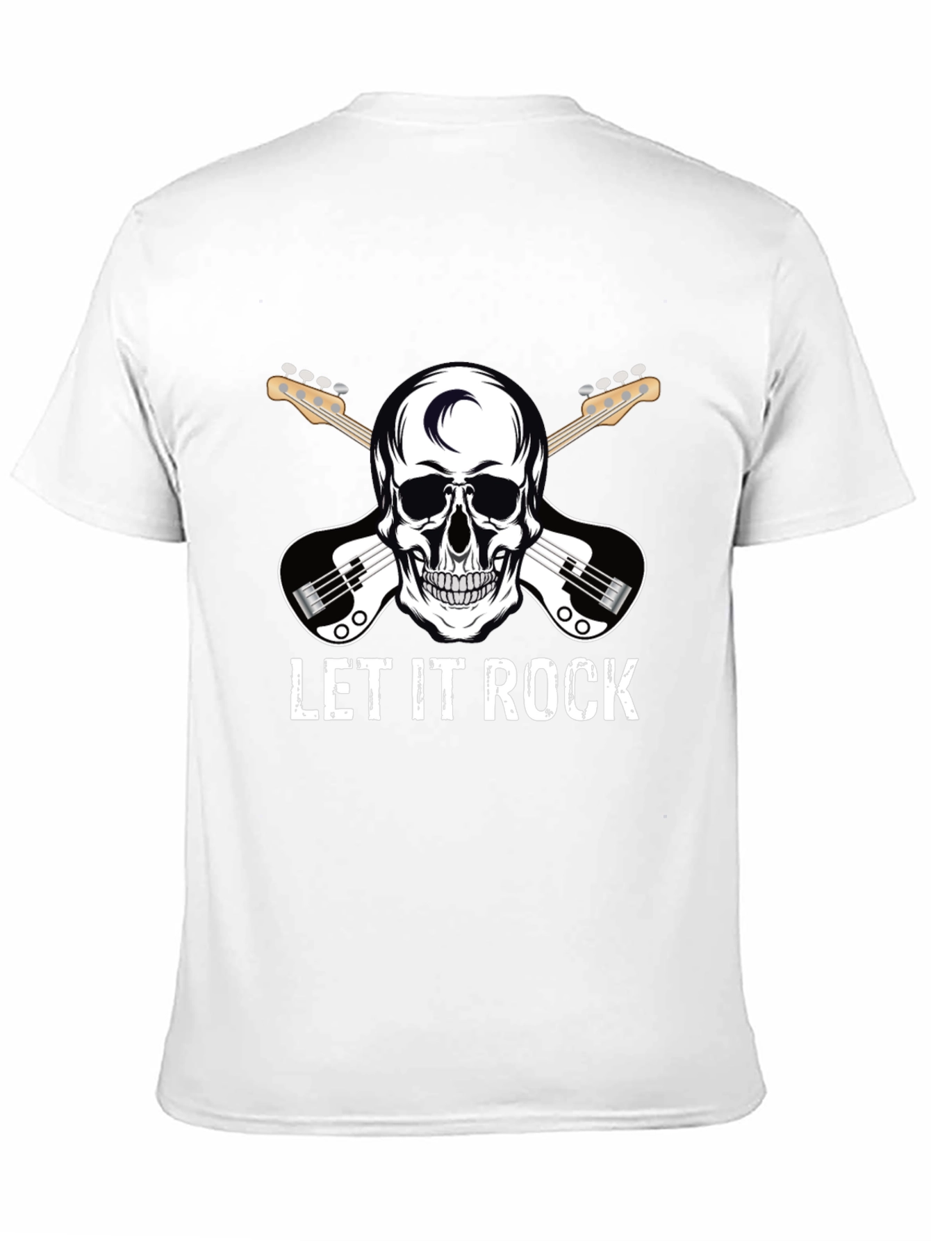 Let It Rock Skull Guitar Graphic T-Shirt