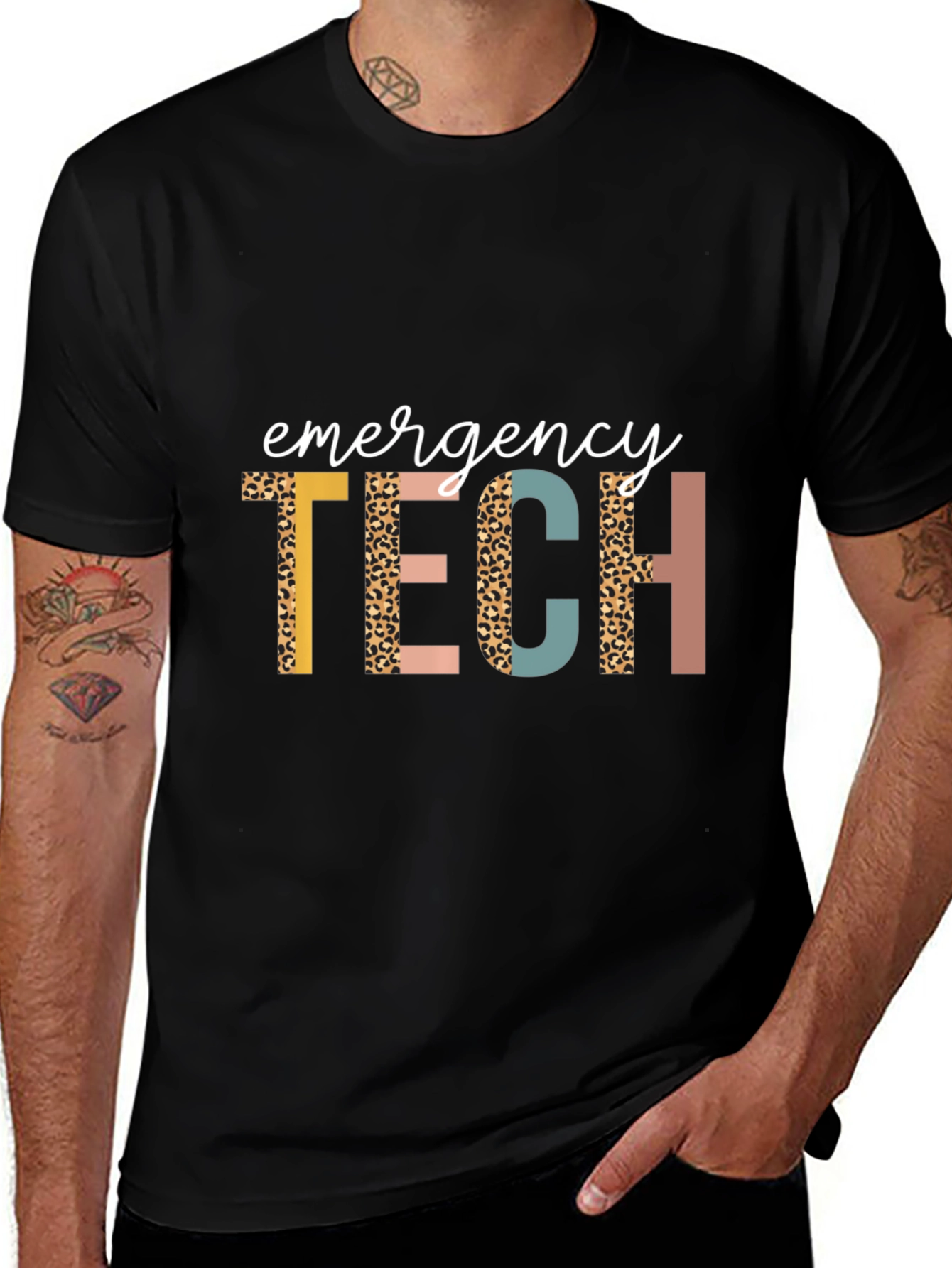 Emergency Tech Leopard Print Graphic Tee