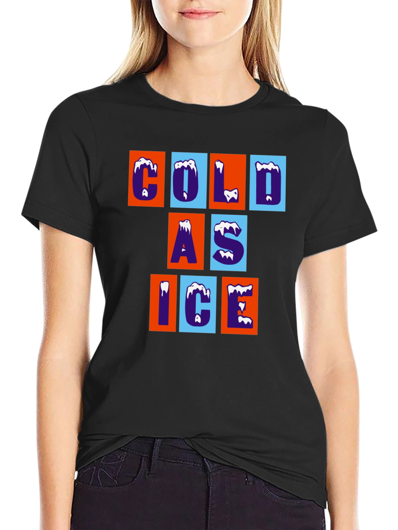 Cold As Ice Graphic Tee - Trendy Crew Neck