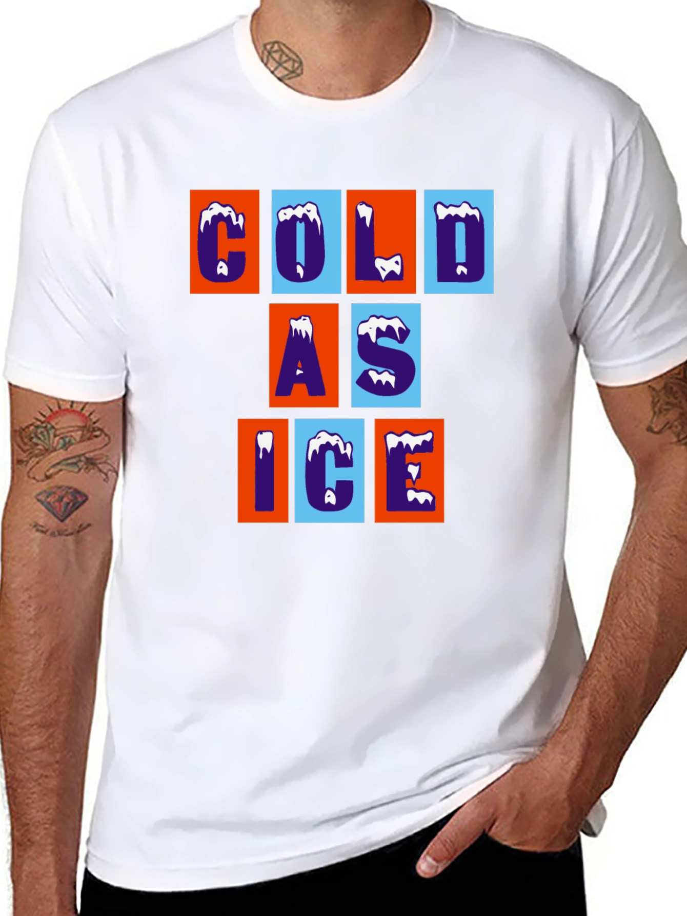 Cold As Ice Graphic Tee - Trendy Crew Neck