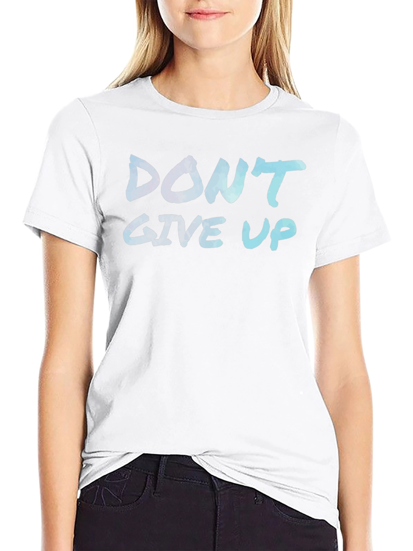 Inspirational Dont Give Up Black Graphic T-Shirt