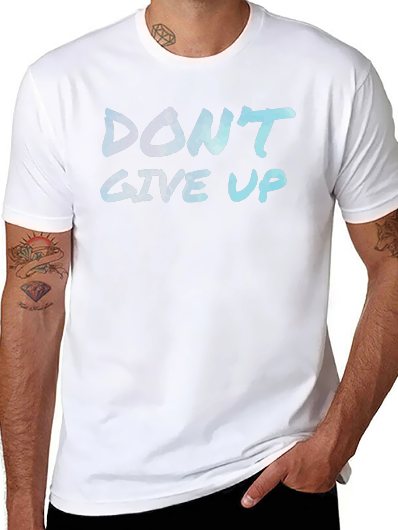 Inspirational Dont Give Up Black Graphic T-Shirt