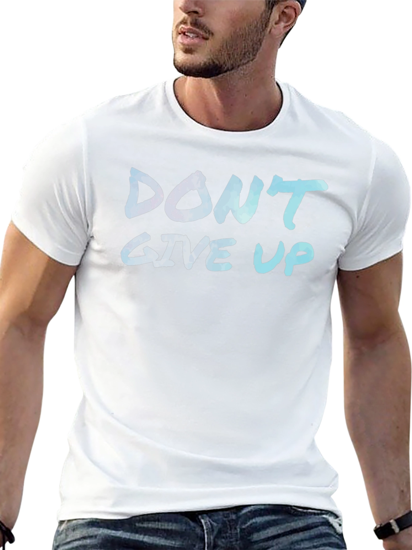 Inspirational Dont Give Up Black Graphic T-Shirt