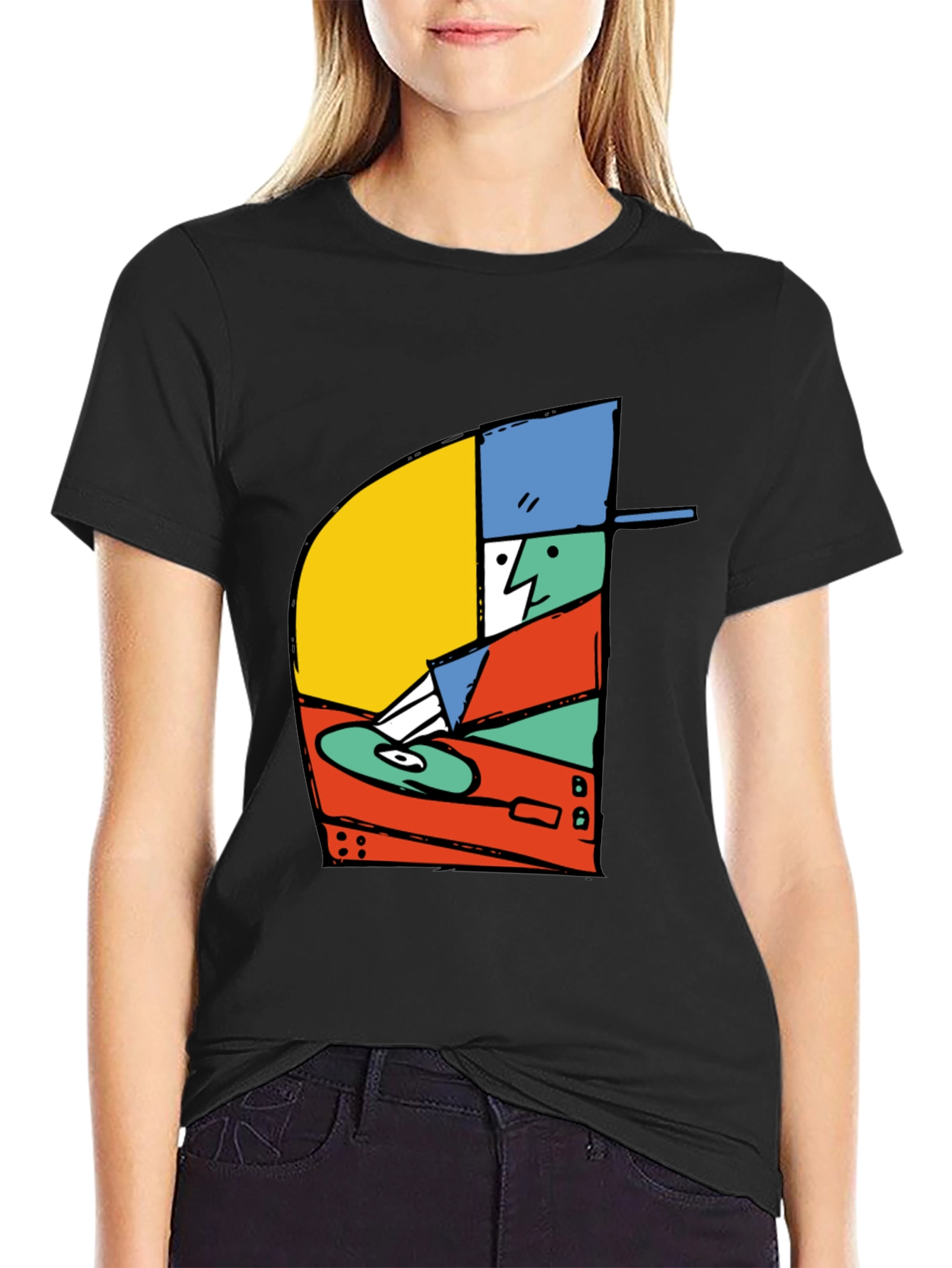 Retro DJ Graphic T-Shirt - Black