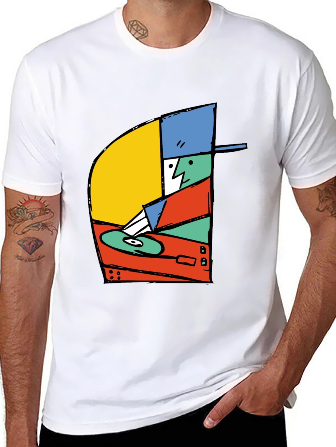 Retro DJ Graphic T-Shirt - Black