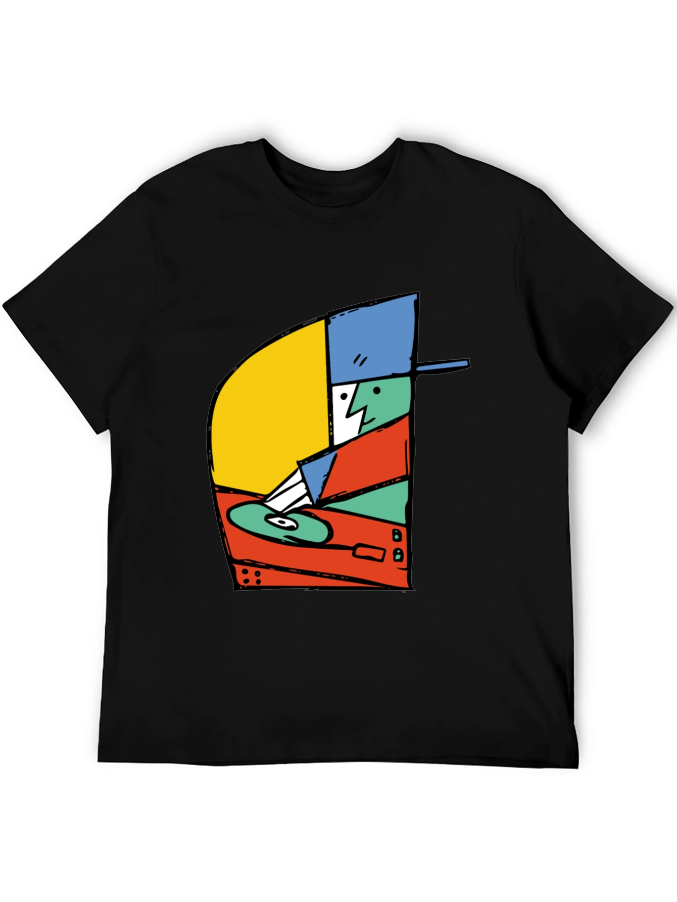 Retro DJ Graphic T-Shirt - Black