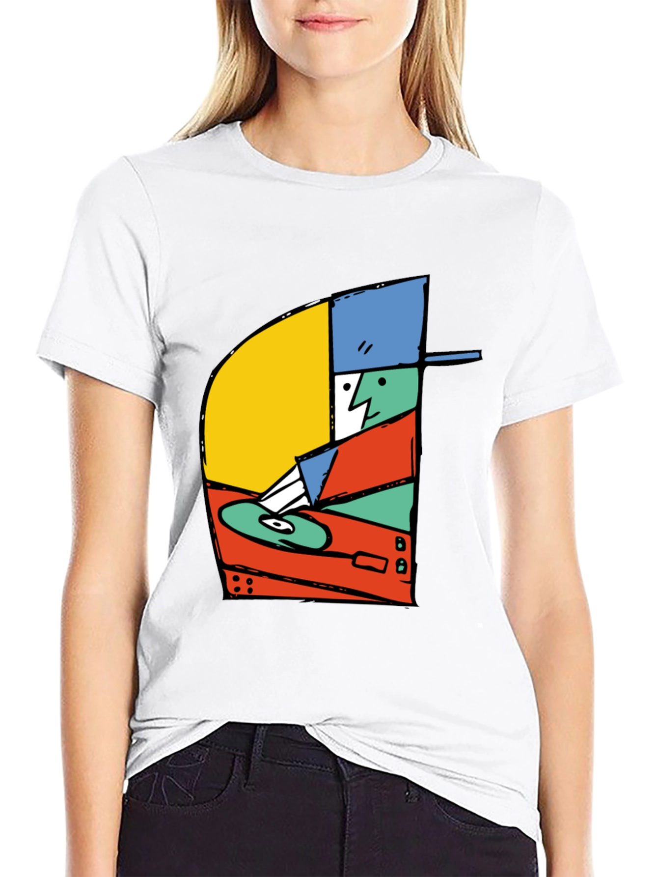 Retro DJ Graphic T-Shirt - Black