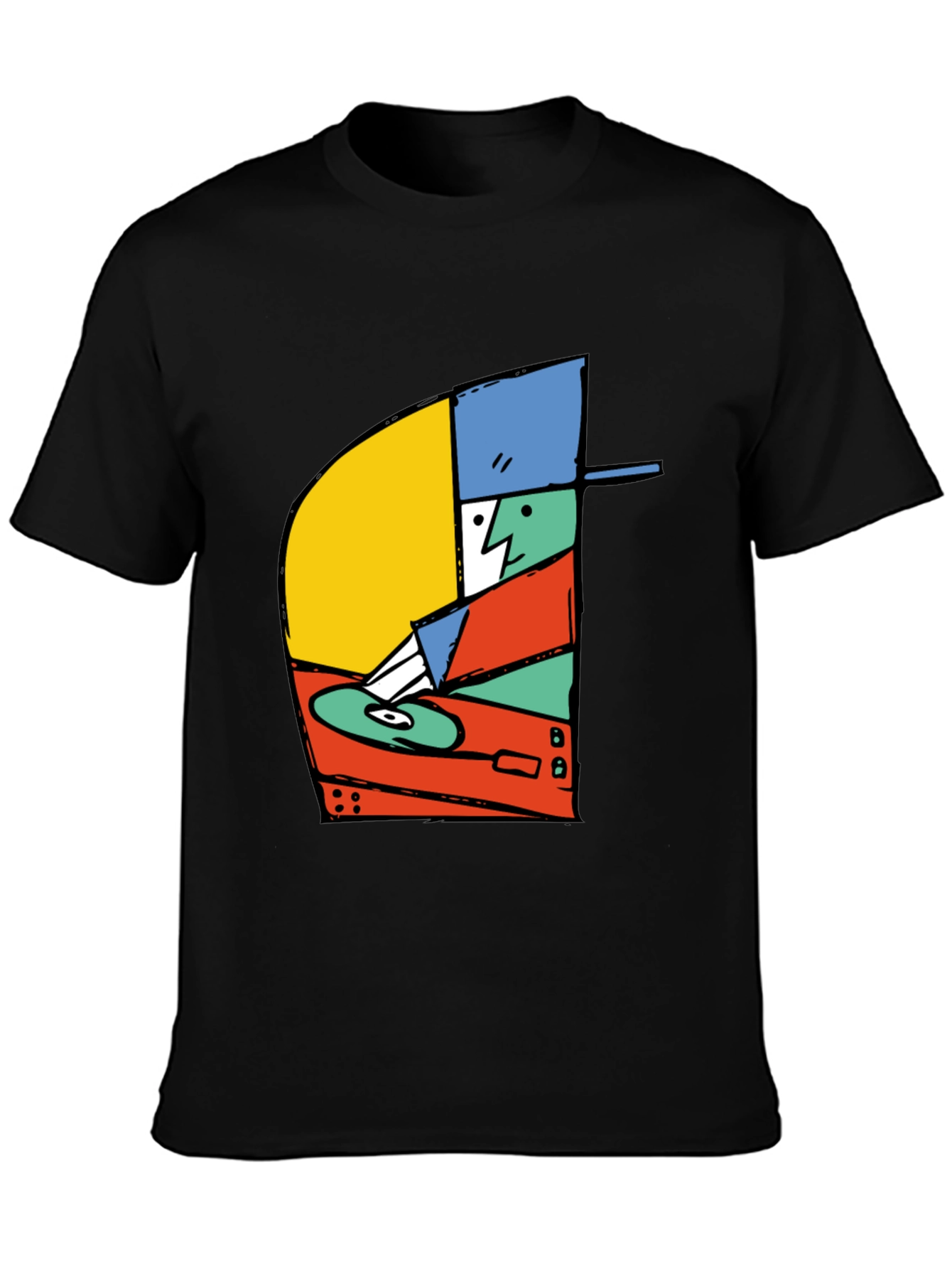 Retro DJ Graphic T-Shirt - Black