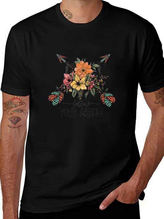 Follow Your Arrow Graphic Tee - Trendy Black T-Shirt
