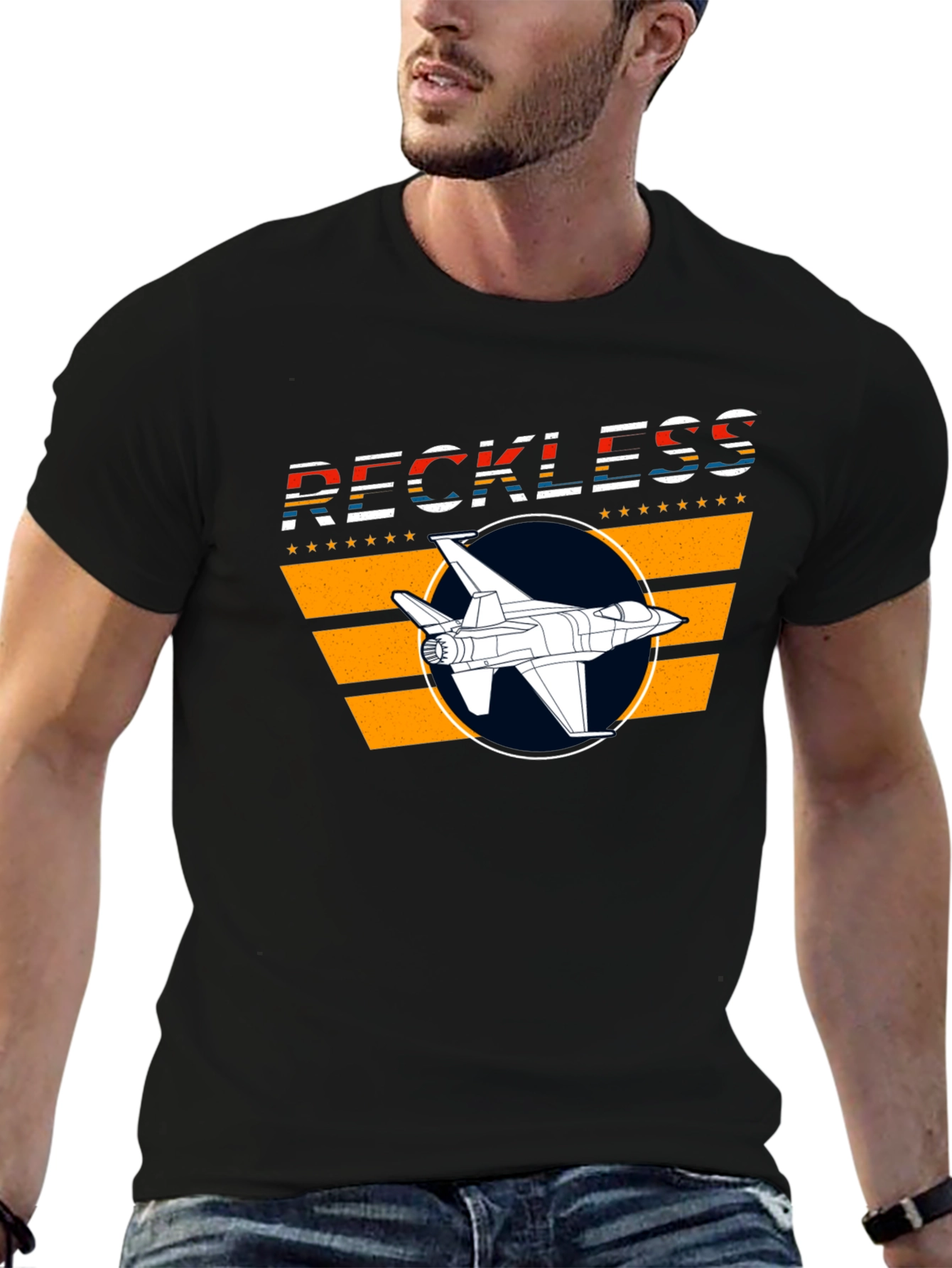 Reckless Jet Black Graphic T-Shirt