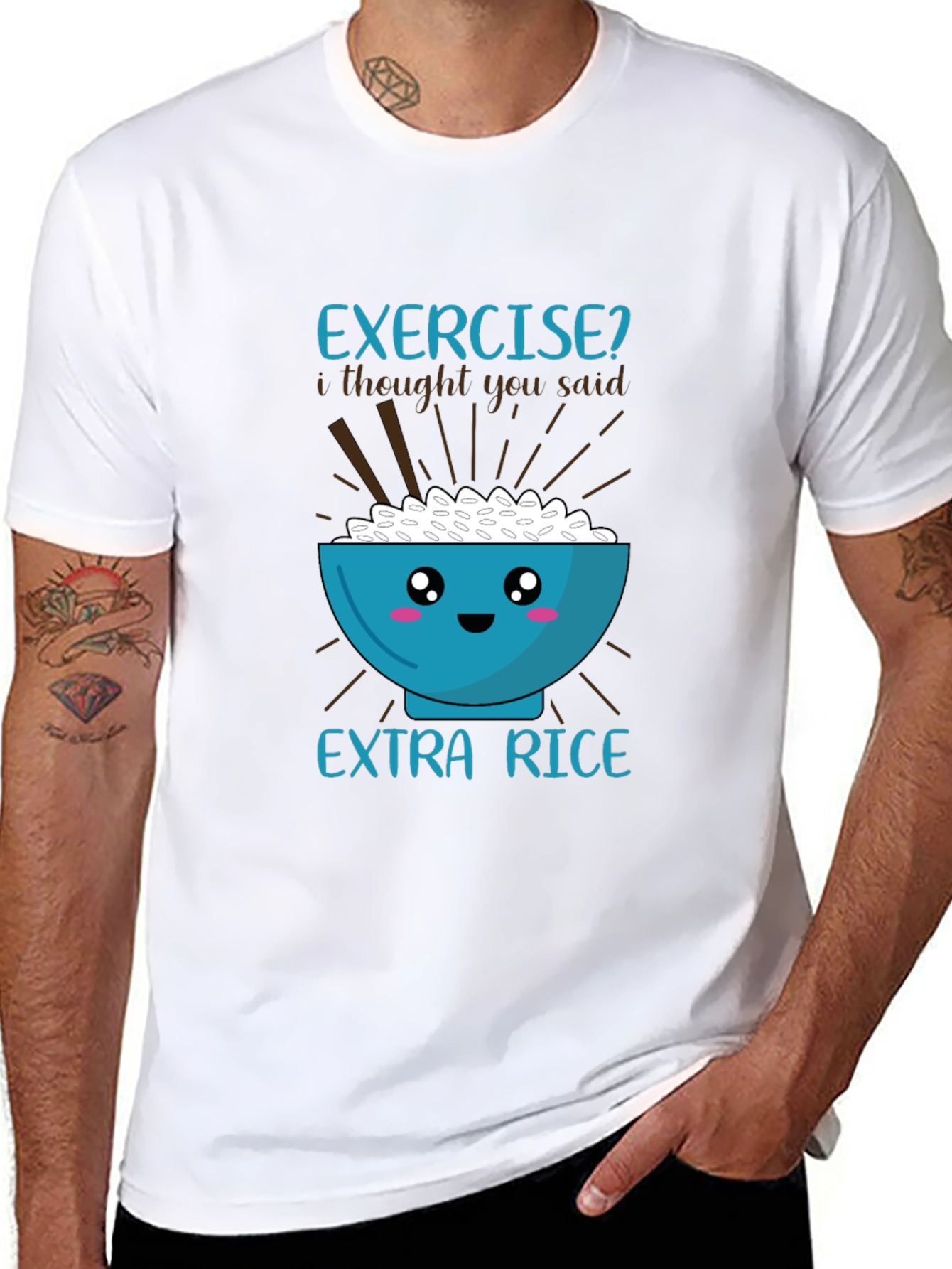 Exercise? Extra Rice Graphic T-Shirt