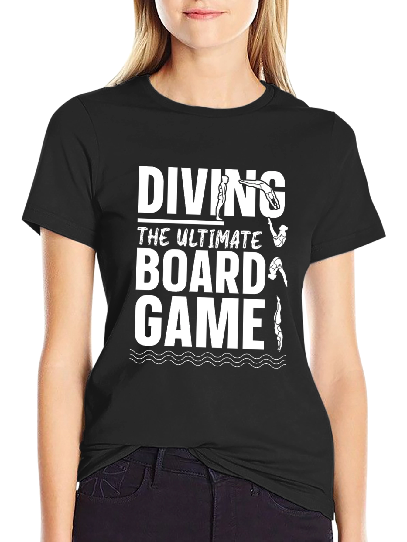 Diving Board Game T-Shirt - Black Humorous Design