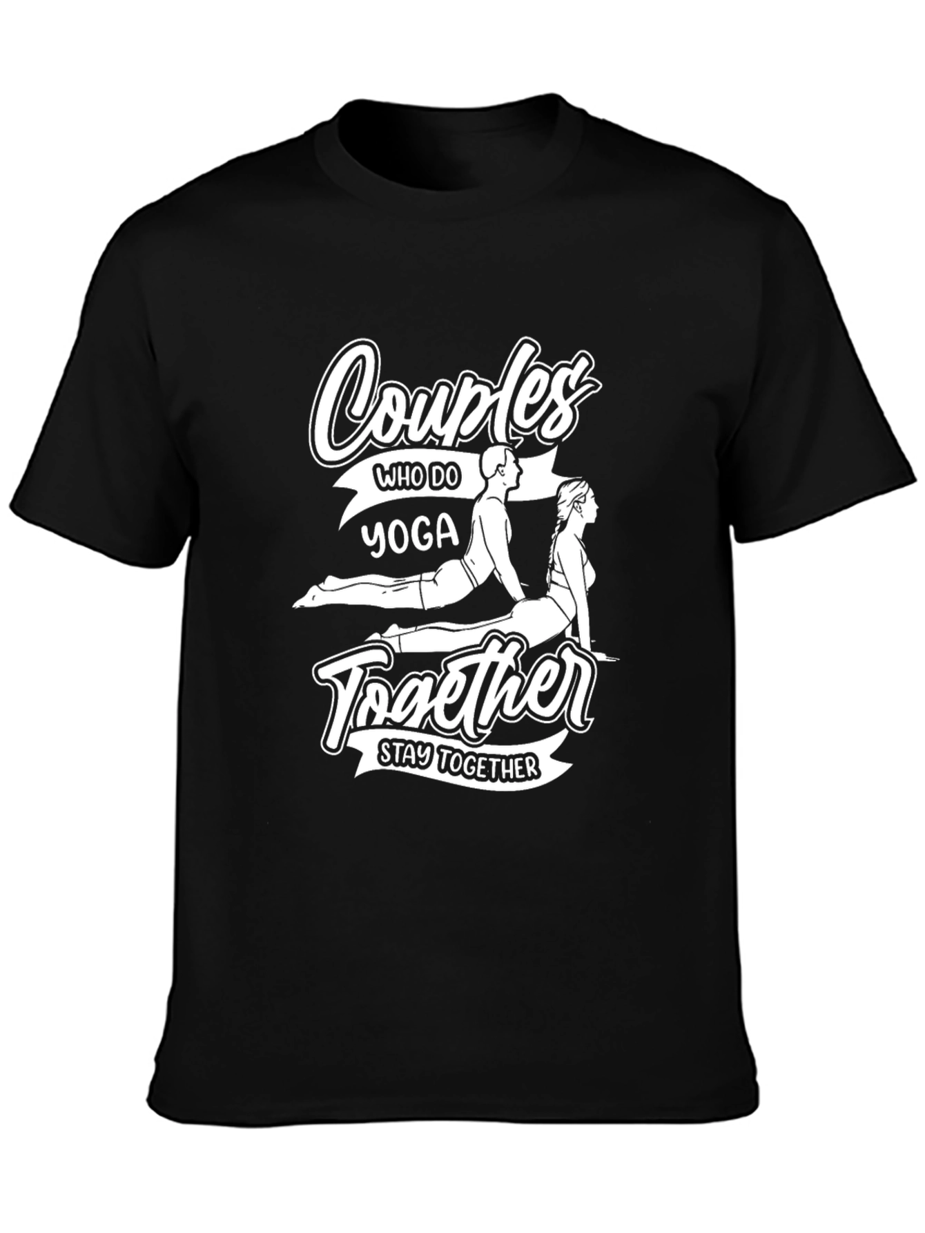Couples Yoga Black T-Shirt Stay Together