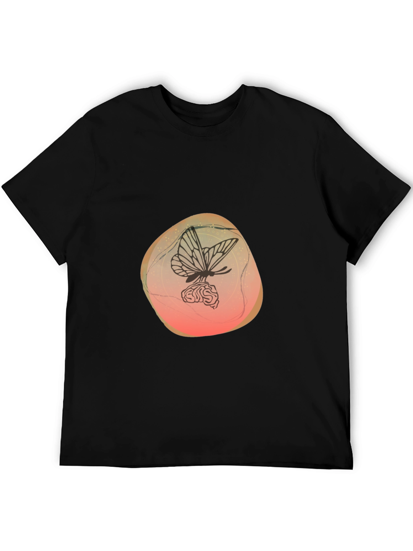 Butterfly on Brain Graphic Black T-Shirt