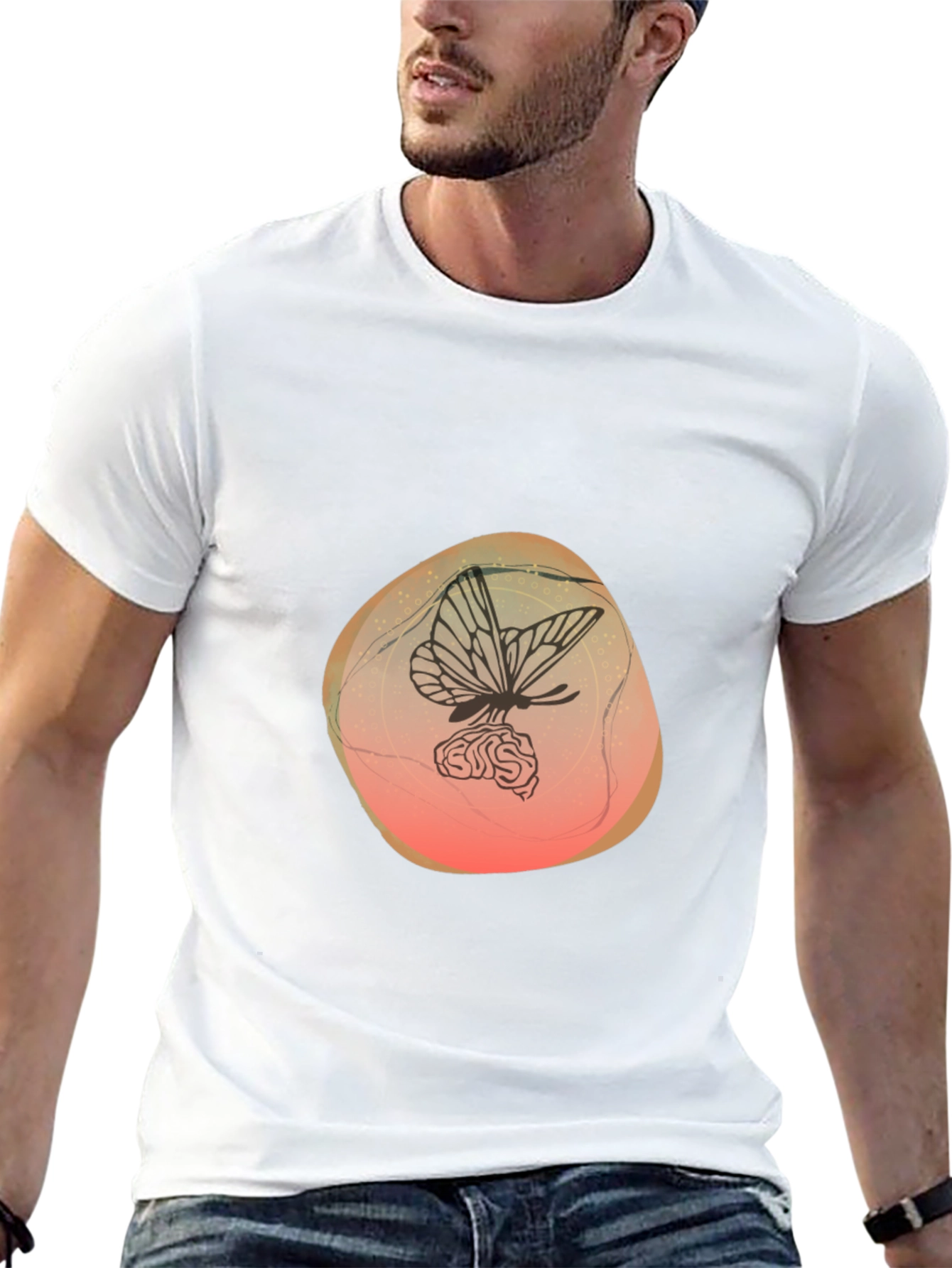 Butterfly on Brain Graphic Black T-Shirt