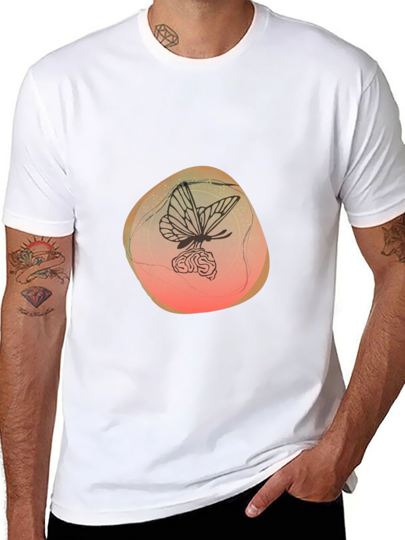 Butterfly on Brain Graphic Black T-Shirt