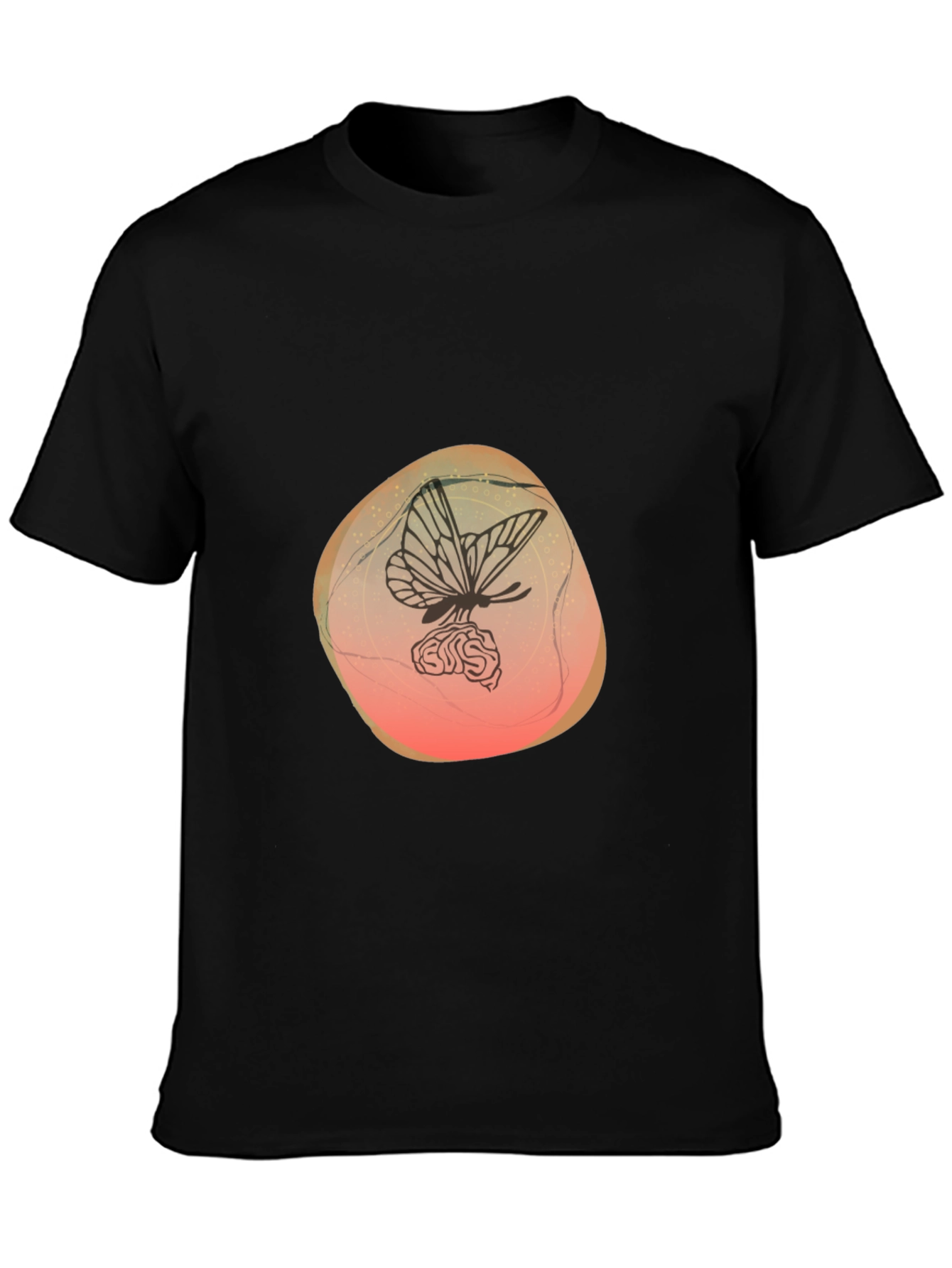 Butterfly on Brain Graphic Black T-Shirt