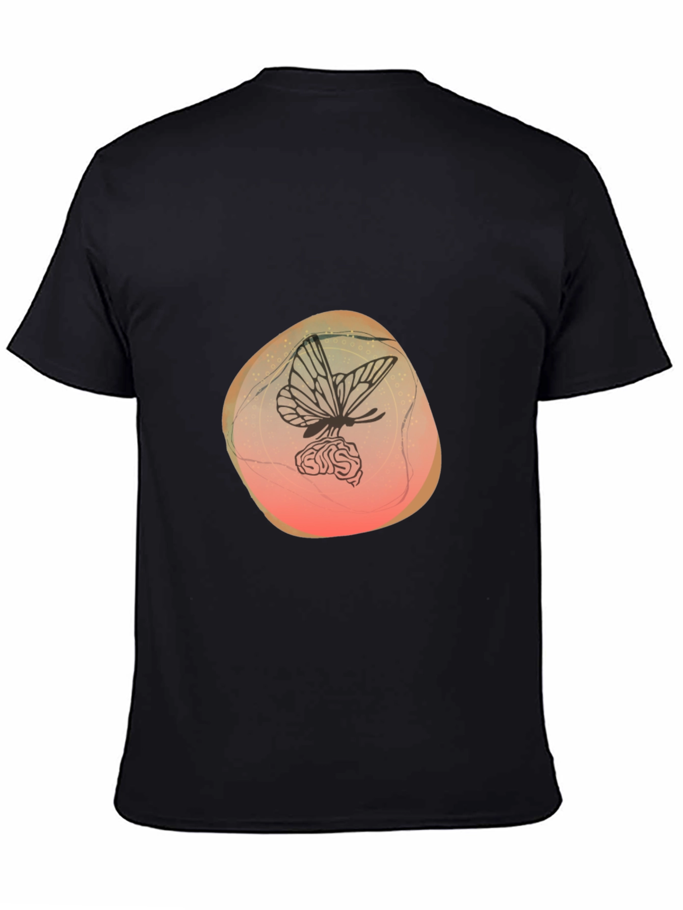 Butterfly on Brain Graphic Black T-Shirt