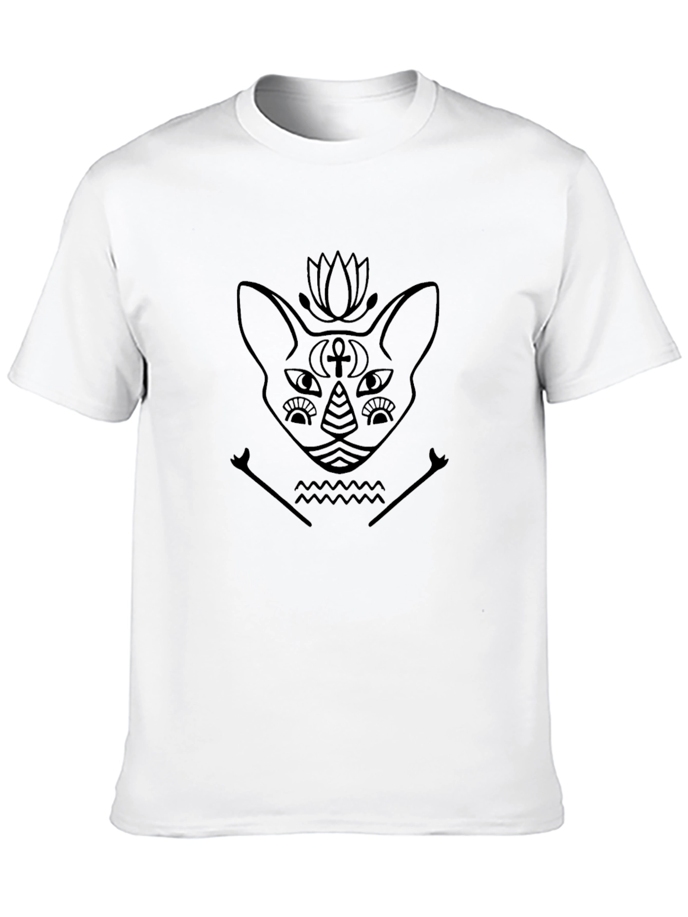 Egyptian Cat Graphic T-Shirt - Black