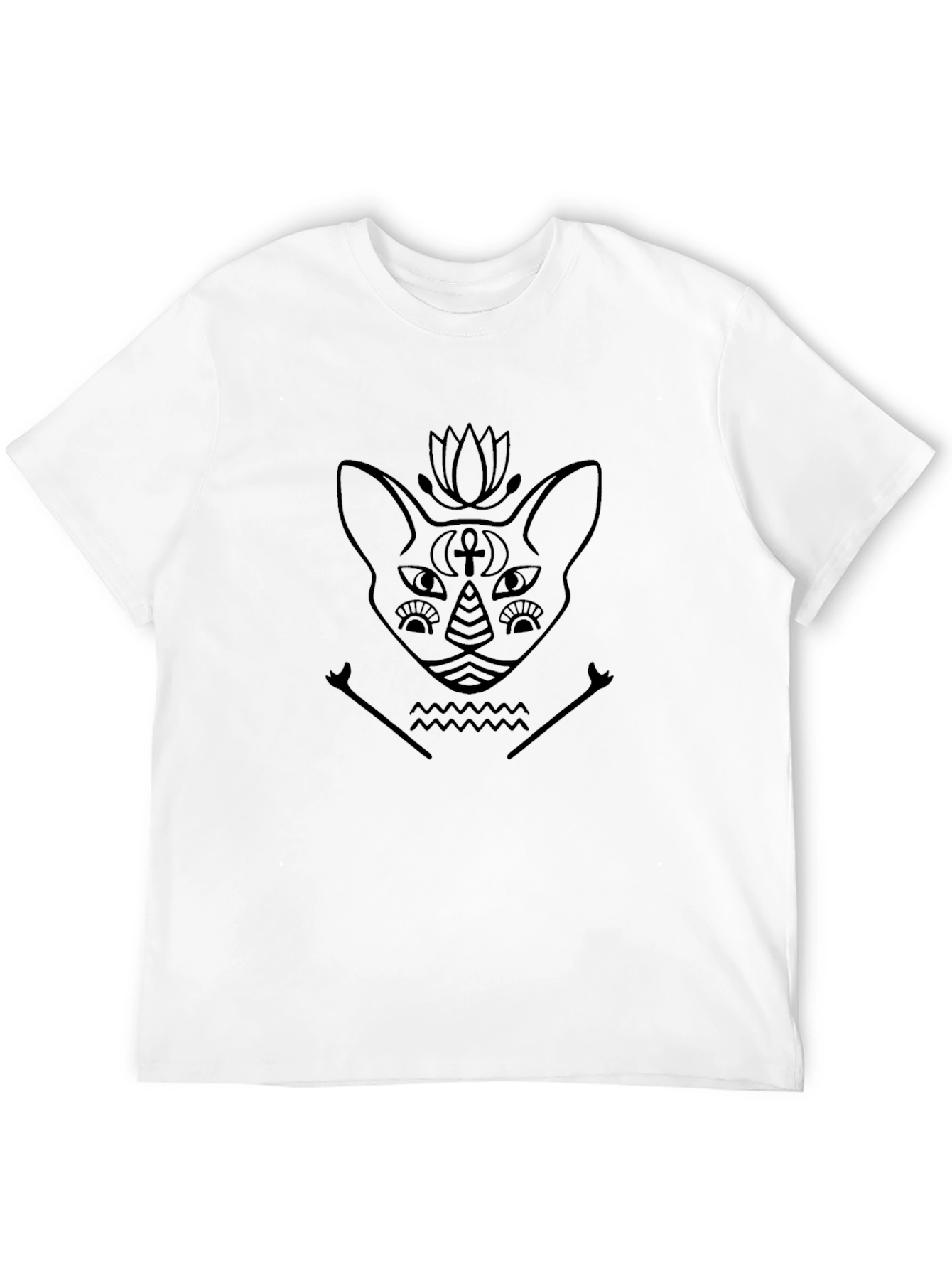 Egyptian Cat Graphic T-Shirt - Black