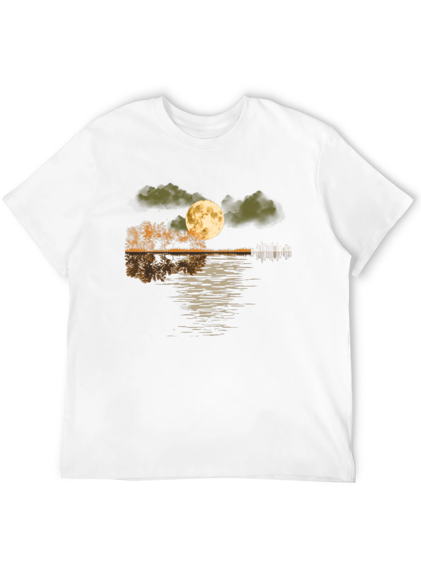 Moonlit Lake Graphic Tee - Soft Black Cotton