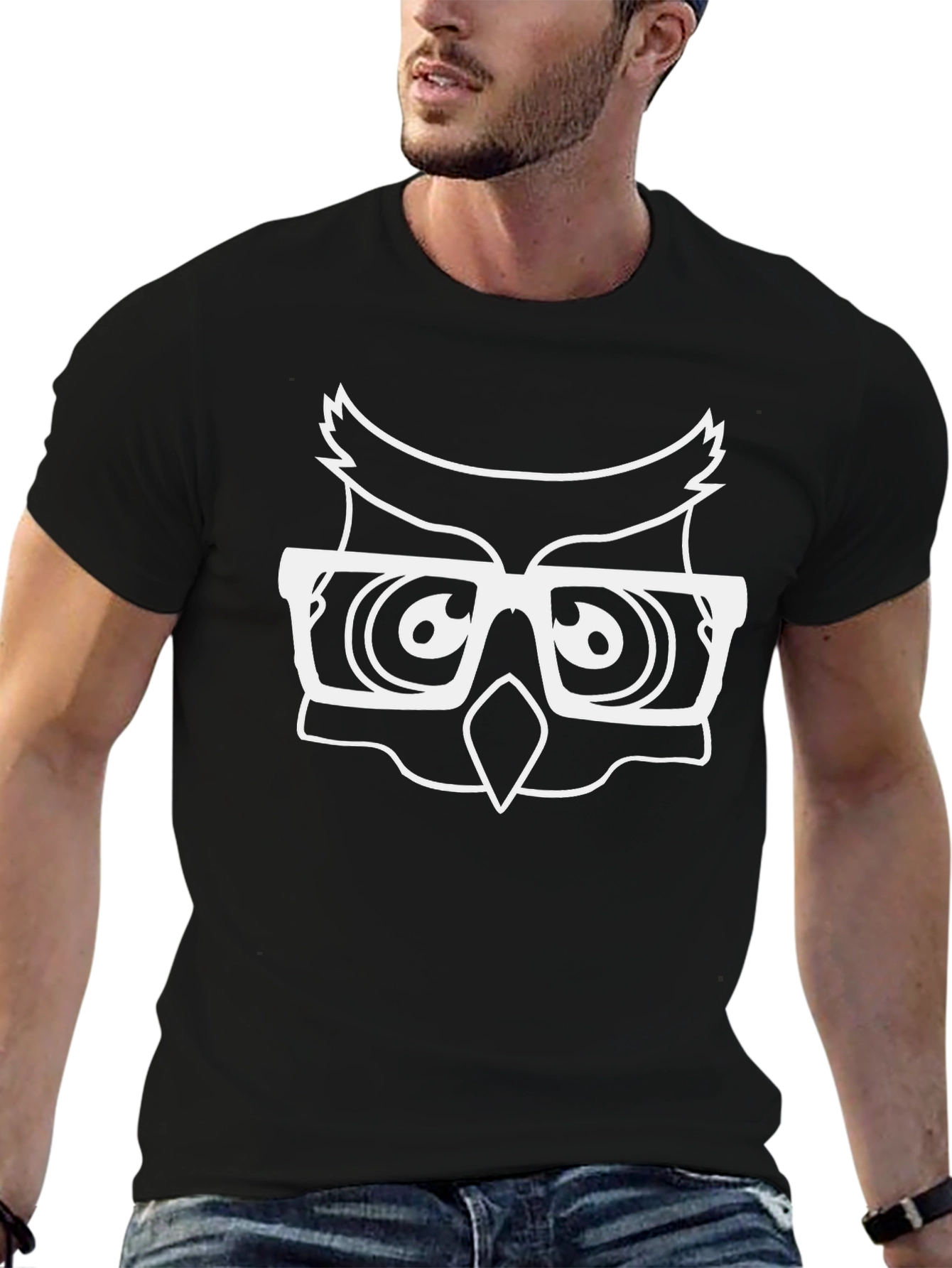 Cool Owl Glasses Black T-Shirt