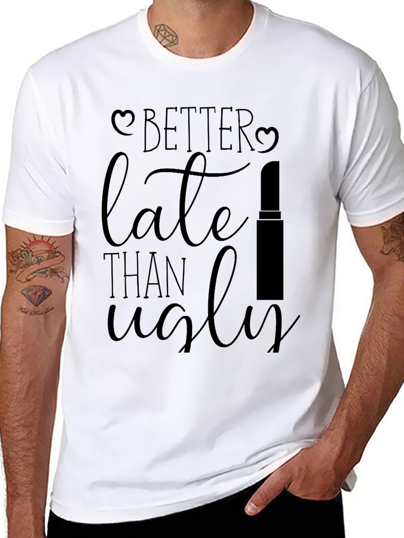 Better Late Than Ugly Black Graphic Tee