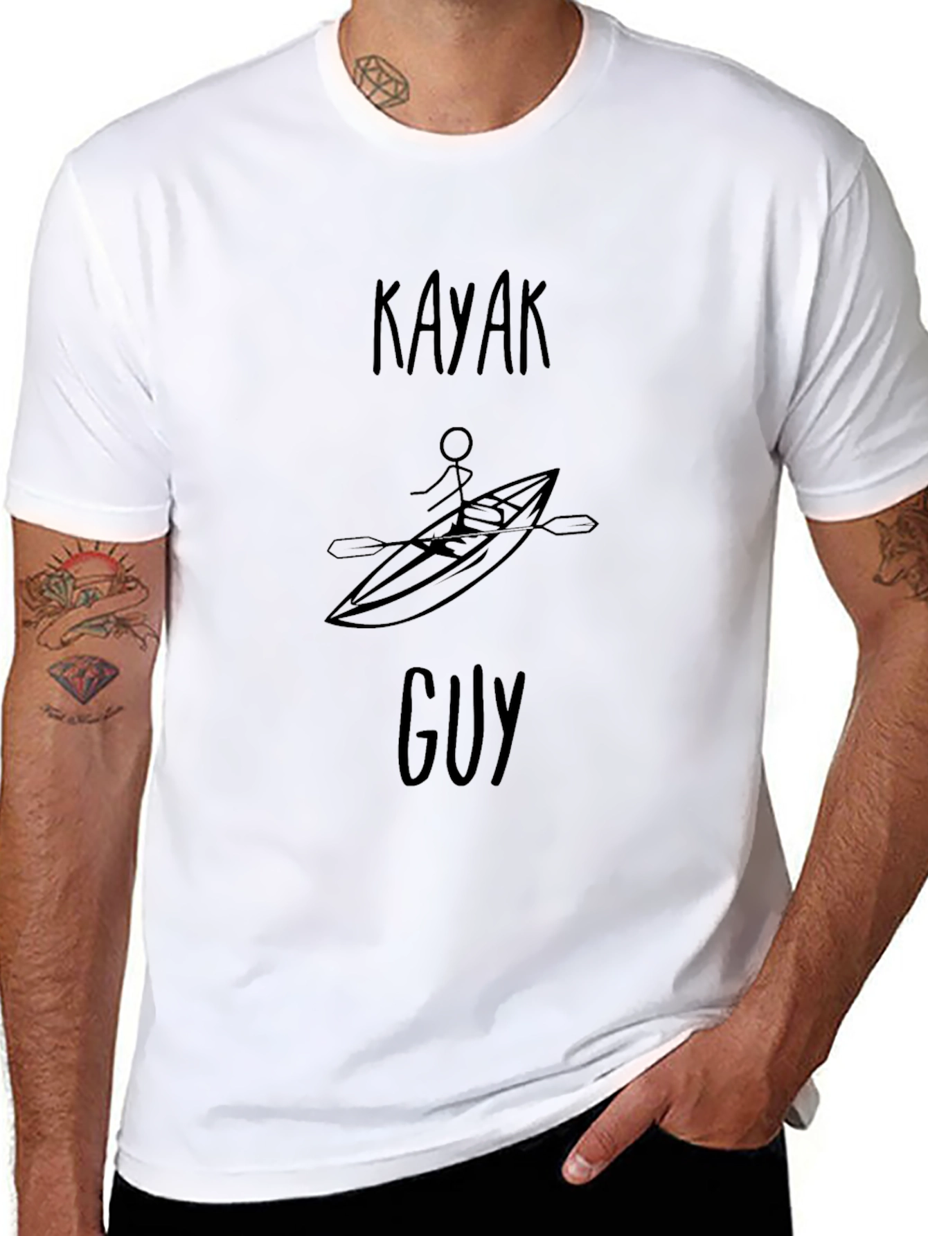 Kayak Guy T-Shirt - Black Cotton Tee