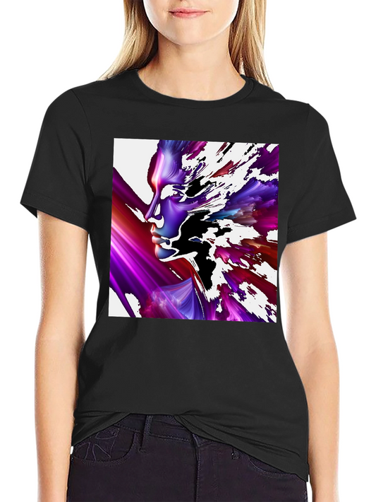 Abstract Face Black T-Shirt - Unique Artistic Design