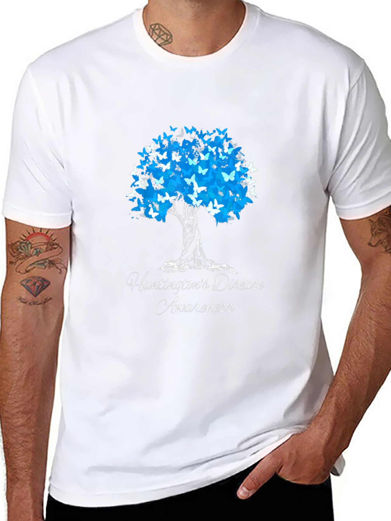 Huntingtons Disease Awareness Butterfly Tree T-Shirt
