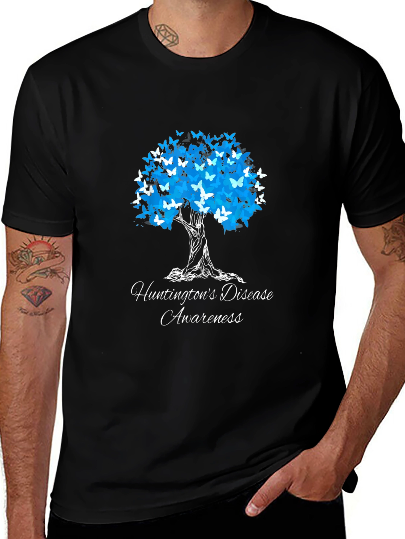 Huntingtons Disease Awareness Butterfly Tree T-Shirt