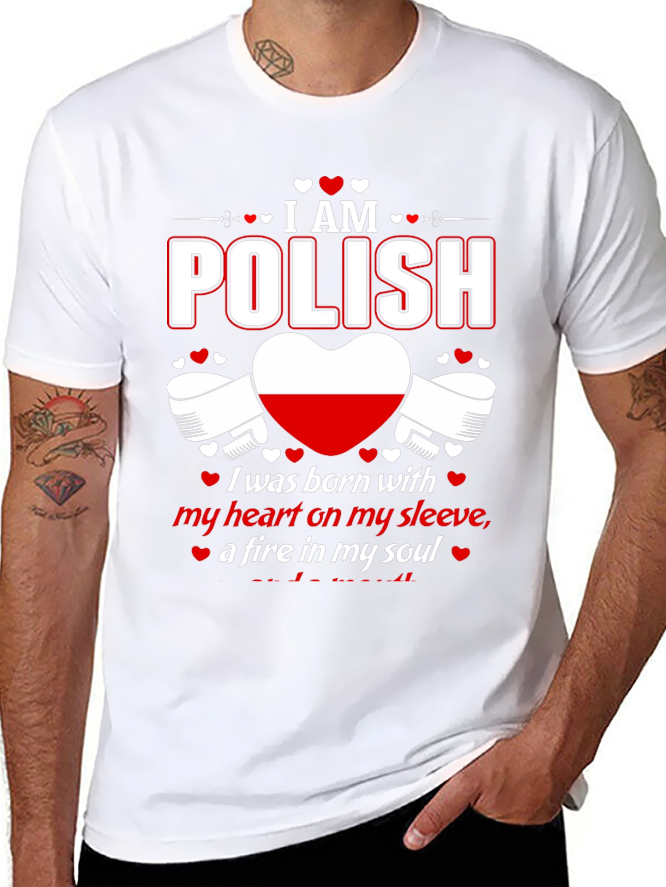 I am Polish T-Shirt - Heart on Sleeve