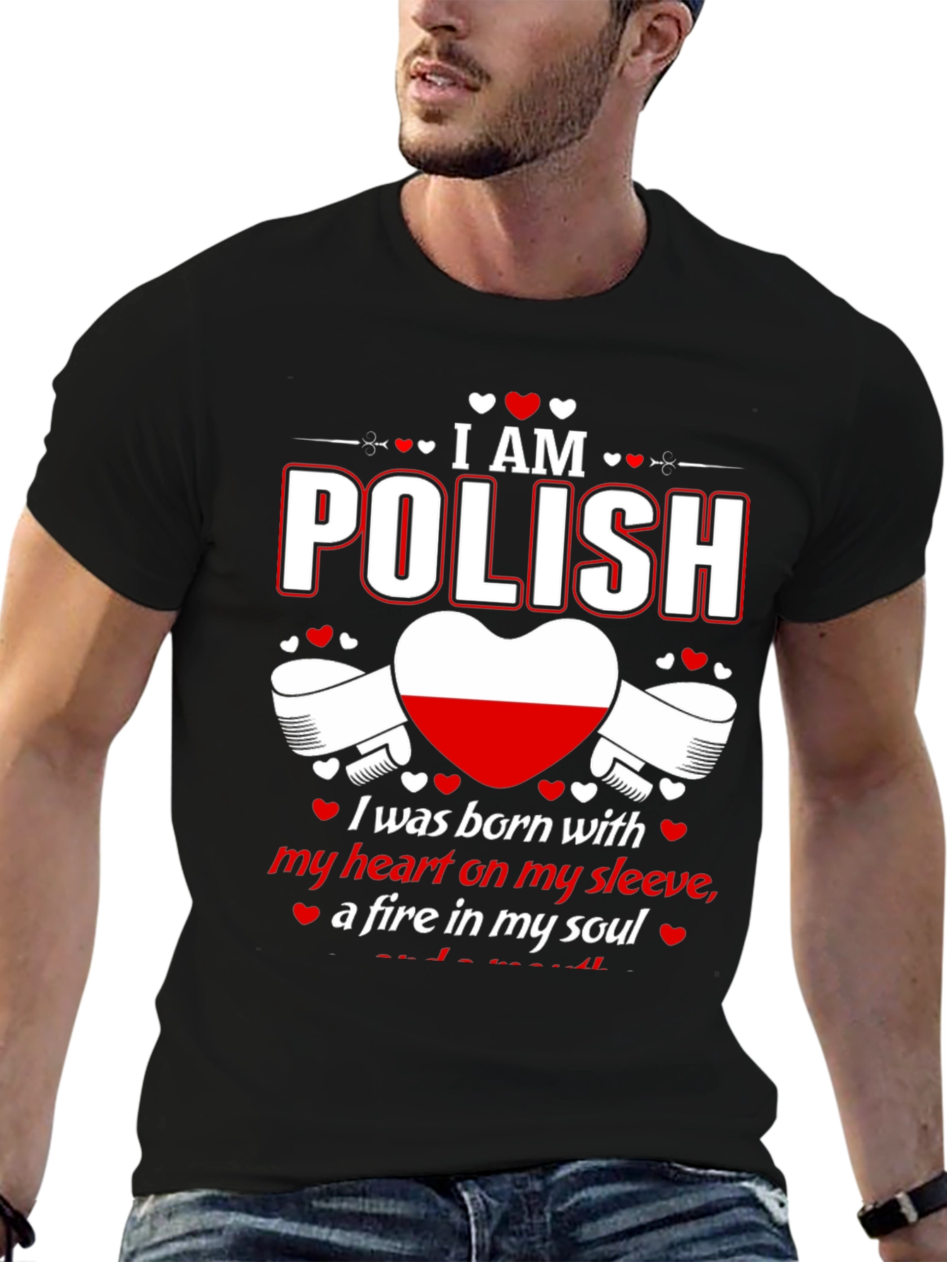 I am Polish T-Shirt - Heart on Sleeve