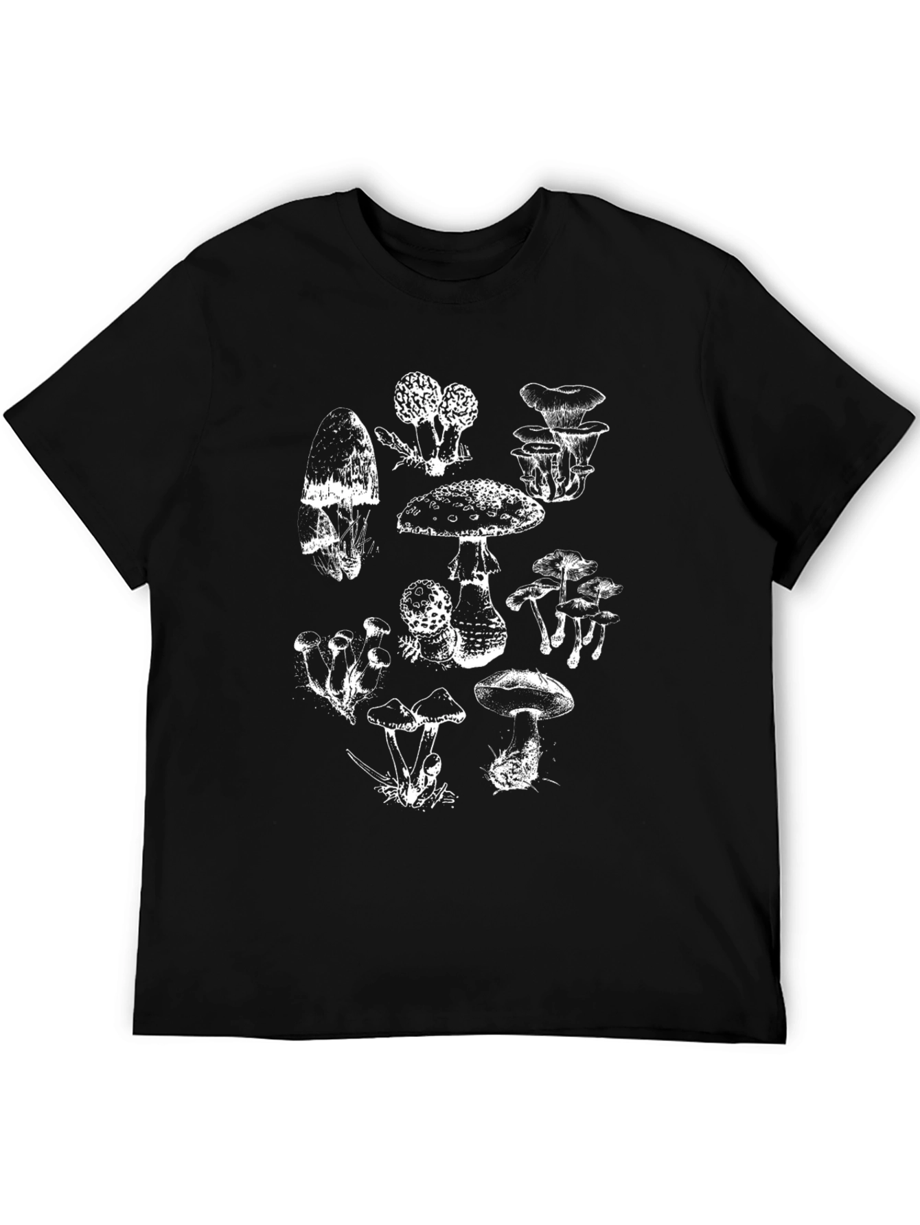 Mushroom Print Graphic Tee - Black